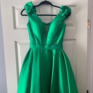 Jovani Green Tea Length Cocktail POCKETS